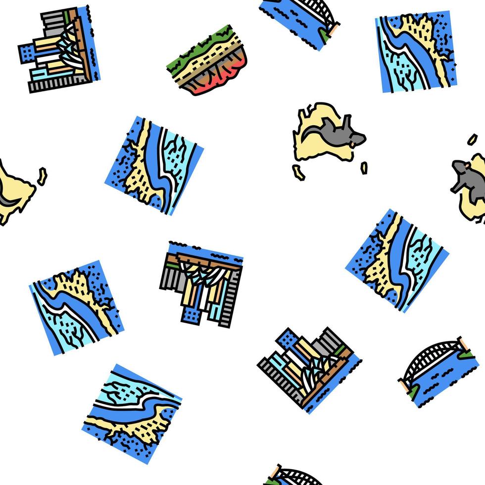 Australia Continent Landscape vector seamless pattern