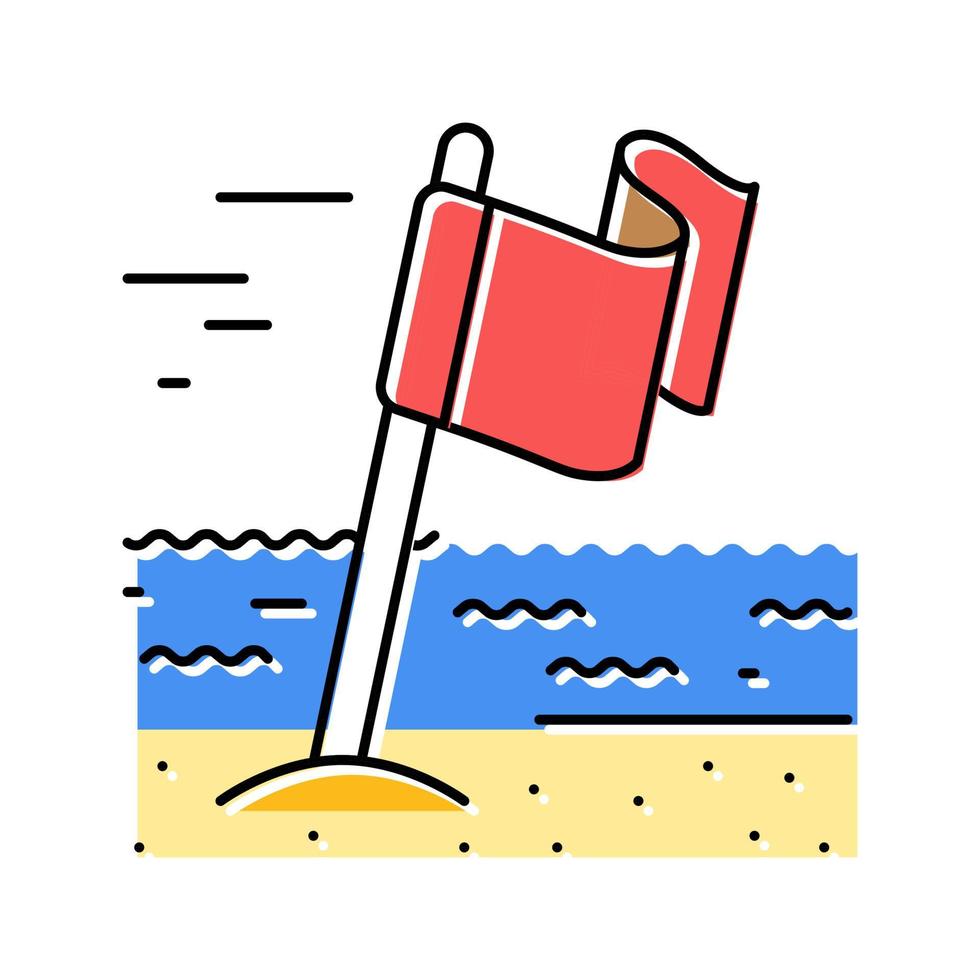 red flag beach summer color icon vector illustration