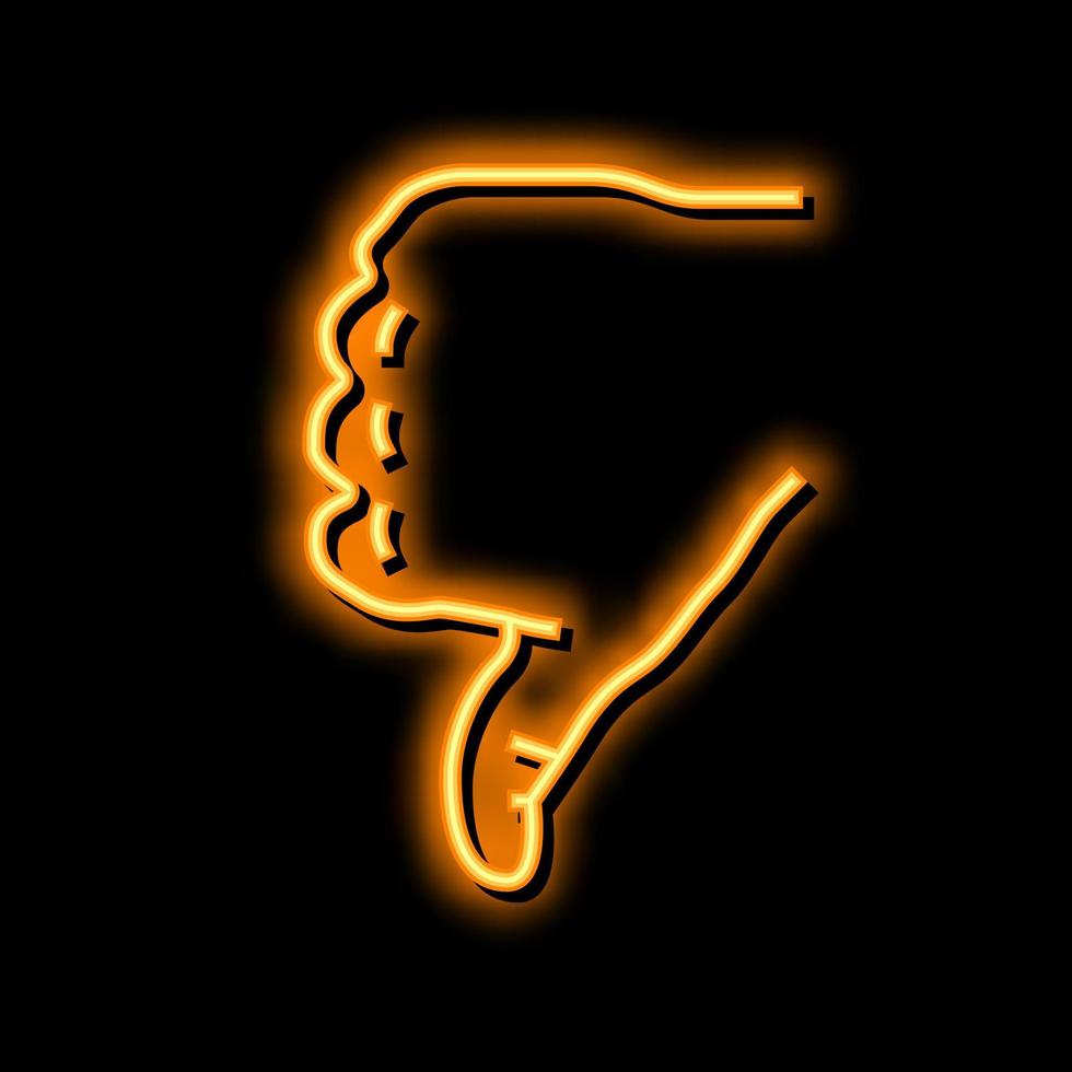 thumb down neon glow icon illustration vector