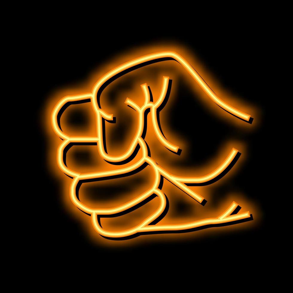 fist hand gesture neon glow icon illustration vector