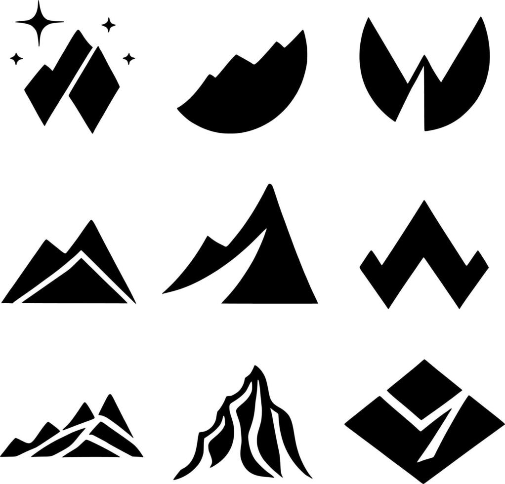 set of mountain icon vector