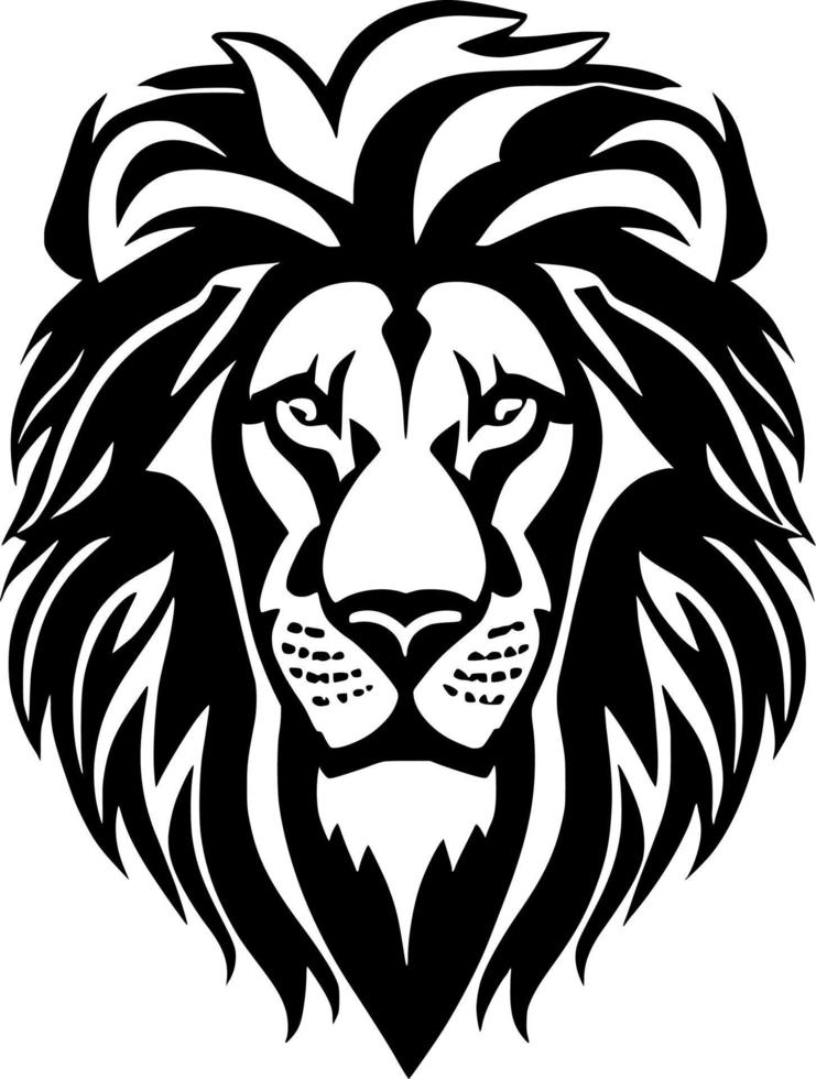 negro y blanco de león cara dibujos animados vector