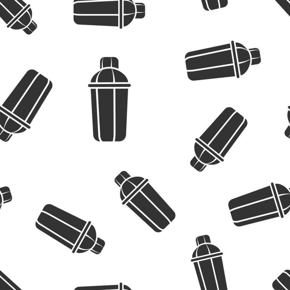 Shaker icon seamless pattern background. Sport bottle vector illustration on white isolated background. Fitness container business concept.