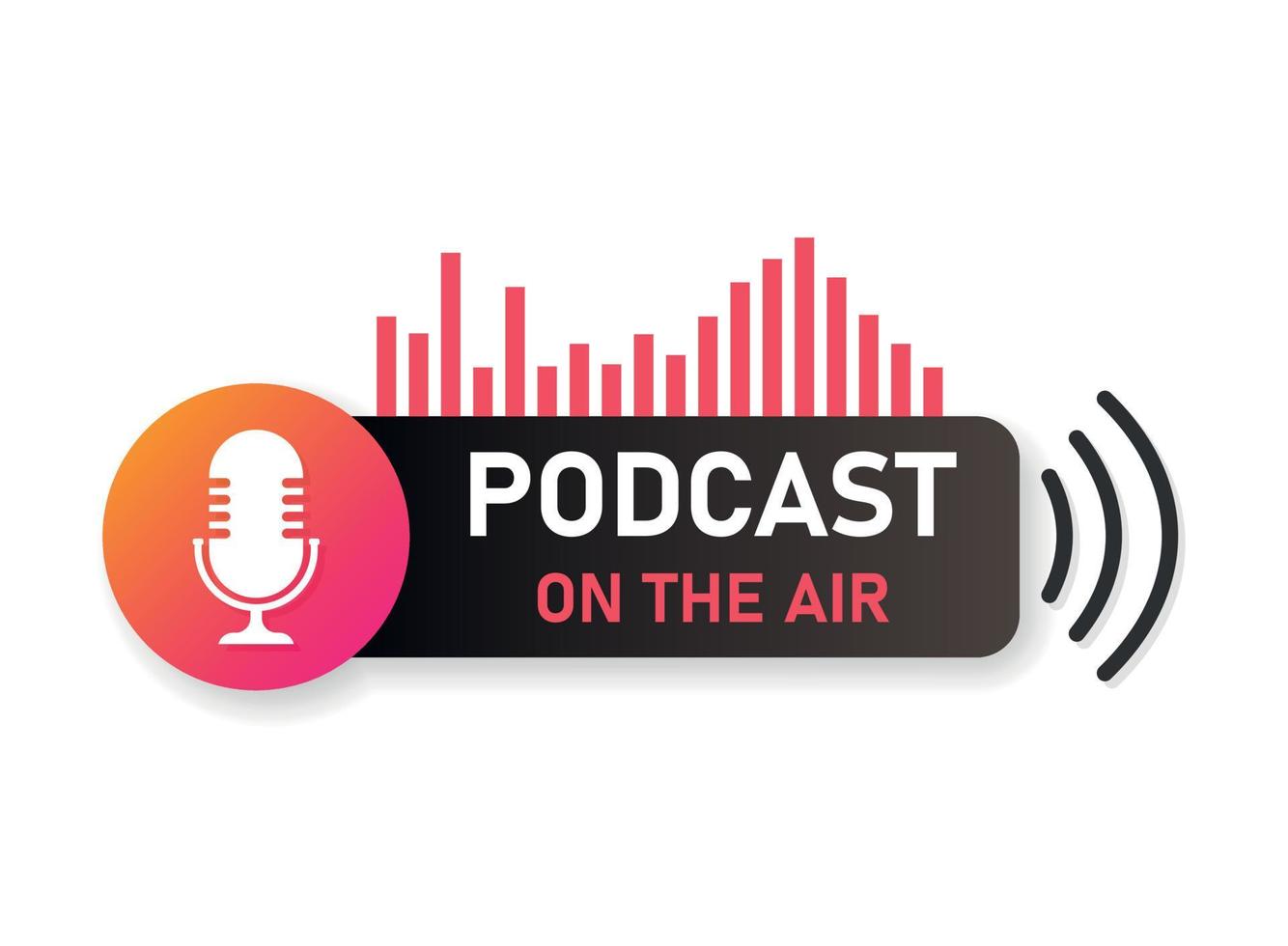 Podcast microphone icon in flat style. Audio interview vector