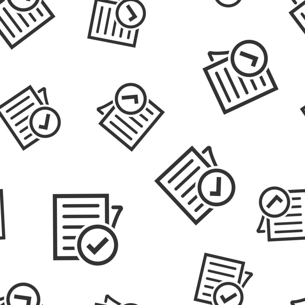 Compliance document icon seamless pattern background. Approved process vector illustration on white isolated background. Checkmark business concept.