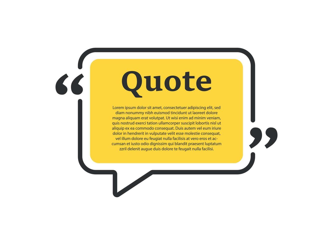Quote box frame icon in flat style. Dialogue speech bubble vector illustration on isolated background. Talk message sign business concept.