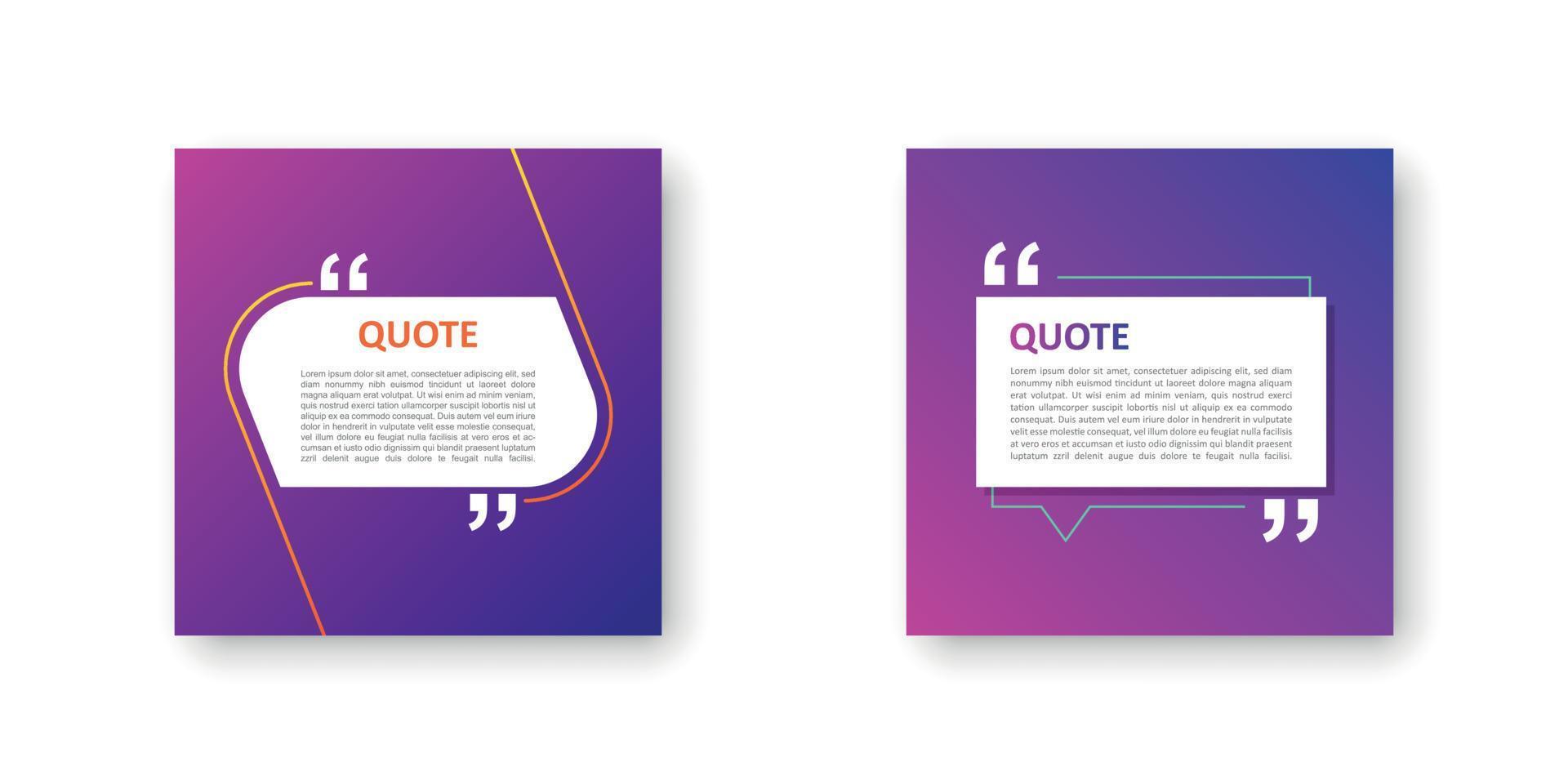 Quote frame blank template icon in flat style. Empty speech bubble vector illustration on isolated background. Textbox sign business concept.