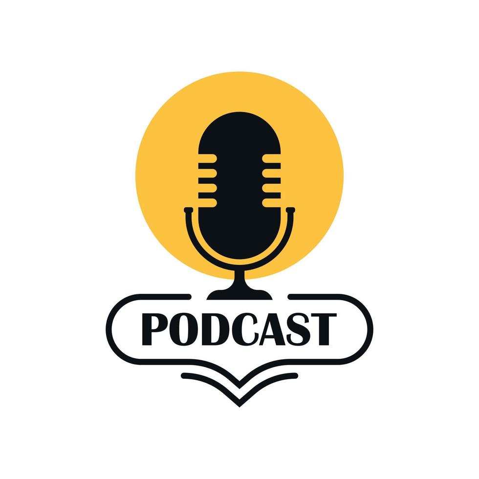 Podcast microphone icon in flat style. Audio interview vector illustration on isolated background. Studio speaker sign business concept.