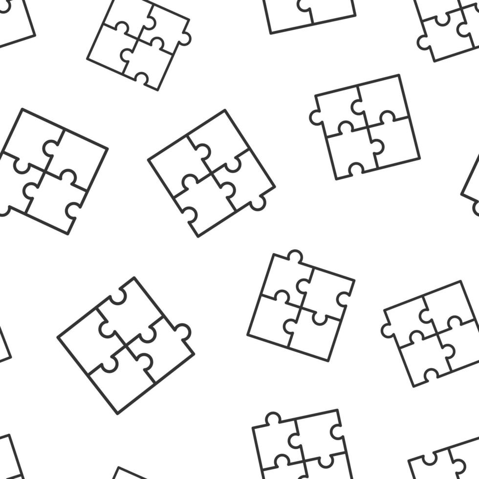 Puzzle compatible icon seamless pattern background. Jigsaw agreement vector illustration on white isolated background. Cooperation solution business concept.