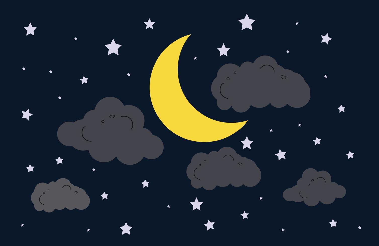 noche cielo Luna estrella y nubes antecedentes para fondo de pantalla, noche cielo con luz de la luna y estrellas,relajación concepto, paisaje resumen vector antecedentes