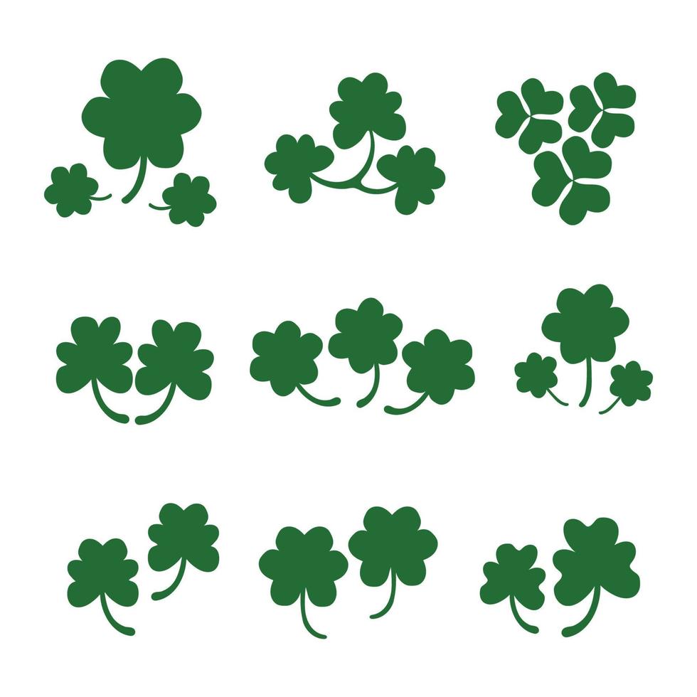 set of Shamrock lucky clover St. patricks day trefoil Irish vector.four leaf linear holiday symbol. design element for sticker, logo, icon, t-shirt, banners, prints. vector