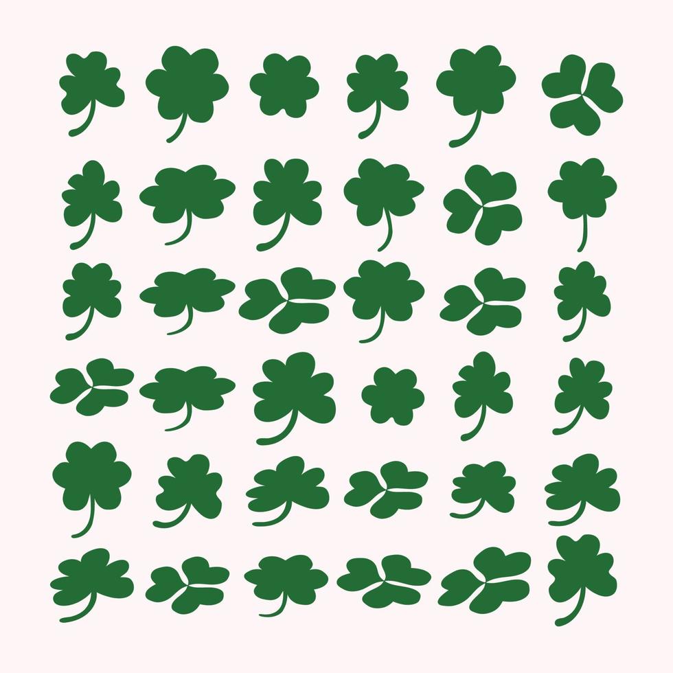 set of Shamrock lucky clover St. patricks day trefoil Irish vector.four leaf linear holiday symbol. design element for sticker, logo, icon, t-shirt, banners, prints. vector