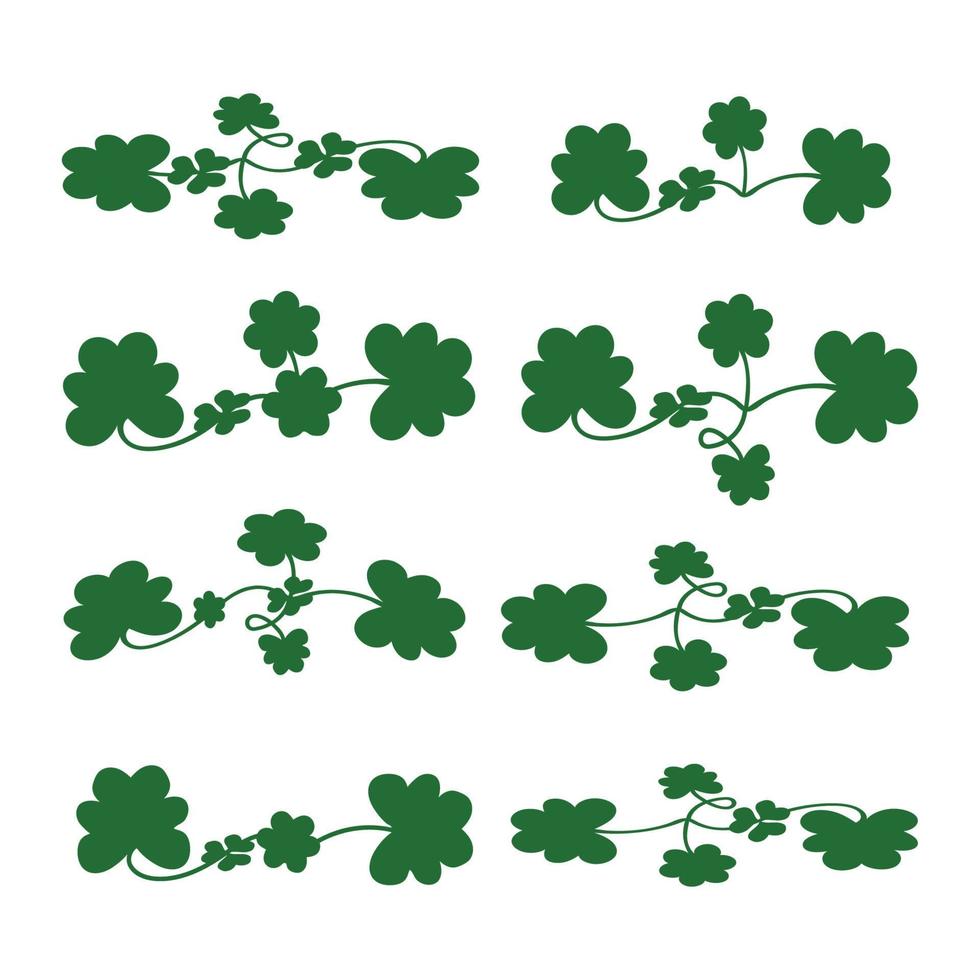 set of Shamrock lucky clover St. patricks day trefoil Irish vector.four leaf linear holiday symbol. design element for sticker, logo, icon, t-shirt, banners, prints. vector