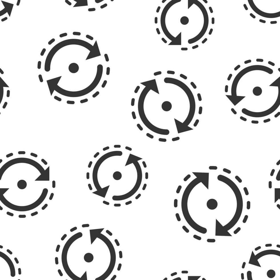 Oval with arrows icon seamless pattern background. Consistency repeat vector illustration on white isolated background. Reload rotation business concept.