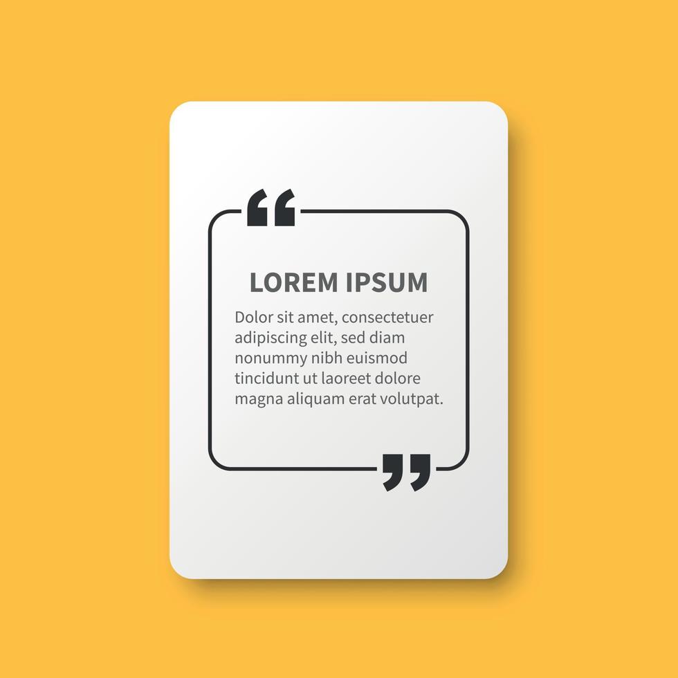 Quote frame blank template icon in flat style. Empty speech bubble vector illustration on isolated background. Textbox sign business concept.