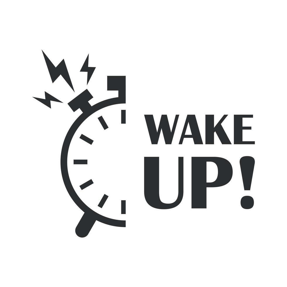 Wake up icon in flat style. Good morning vector illustration on isolated background. Alarm clock ringing and mornings wakes sign business concept.