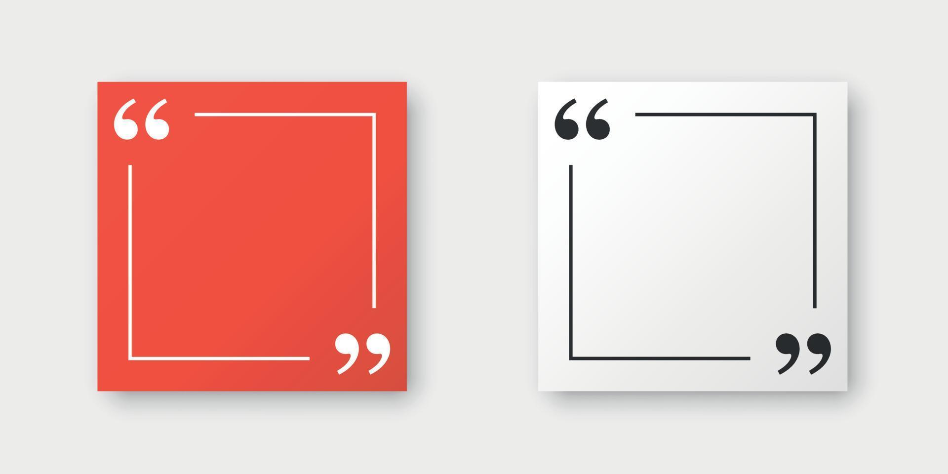 Quote frame blank template icon in flat style. Empty speech bubble vector illustration on isolated background. Textbox sign business concept.