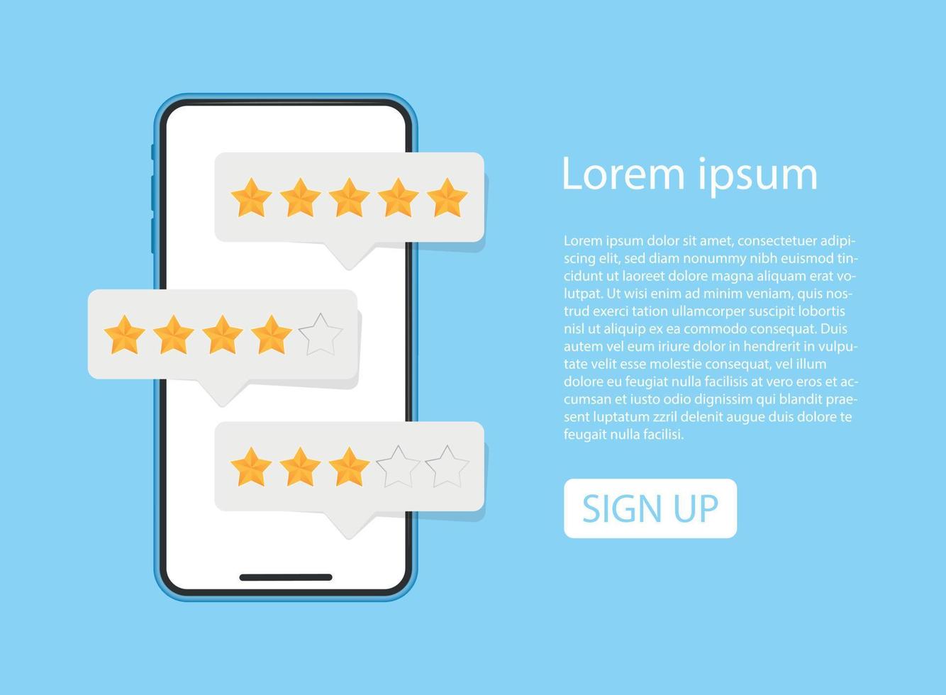 Smartphone with customer feedback icon in flat style. Product rating vector illustration on isolated background. Review feedback sign business concept.