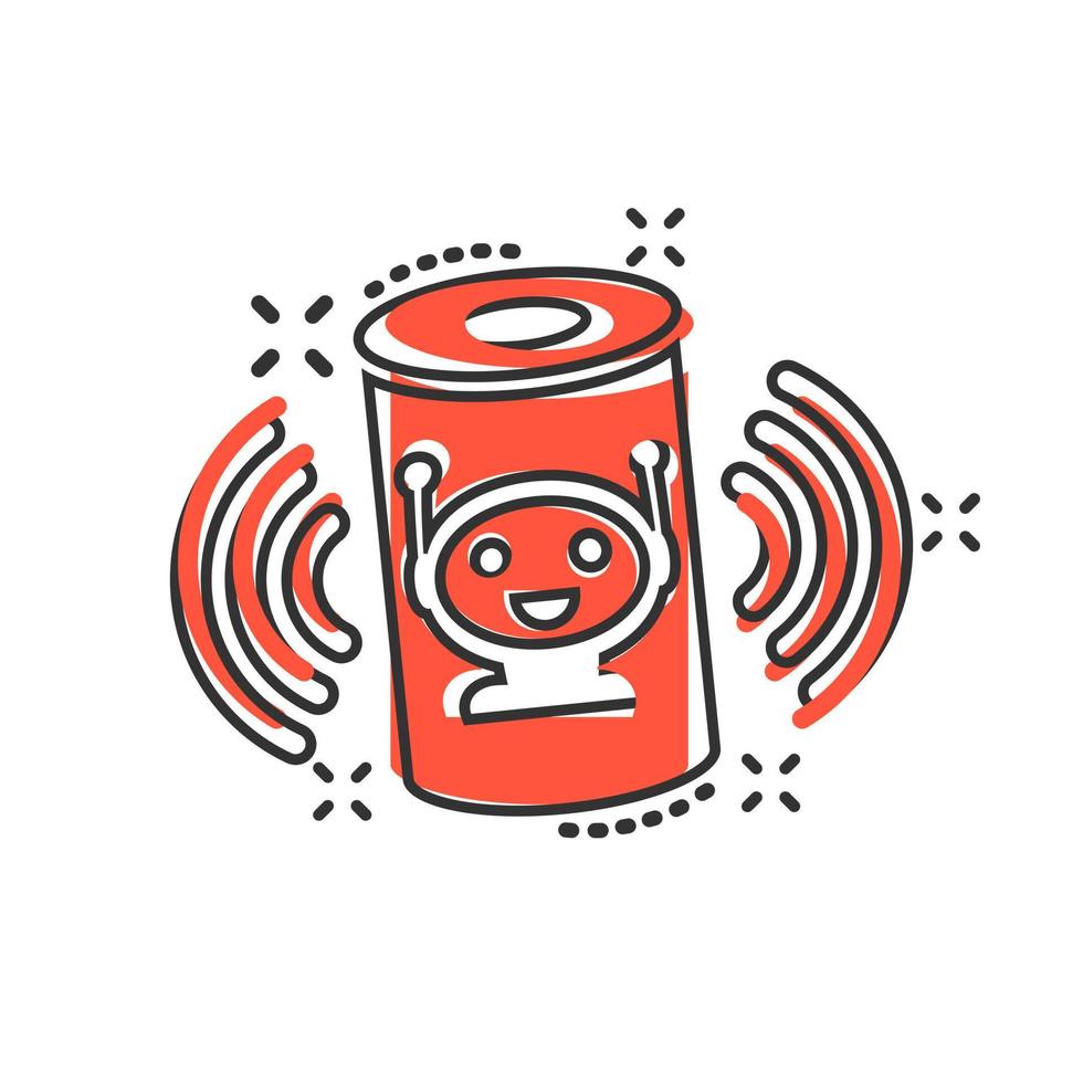 Voice assistant icon in comic style. Smart home assist vector cartoon illustration on white isolated background. Command center business concept splash effect.