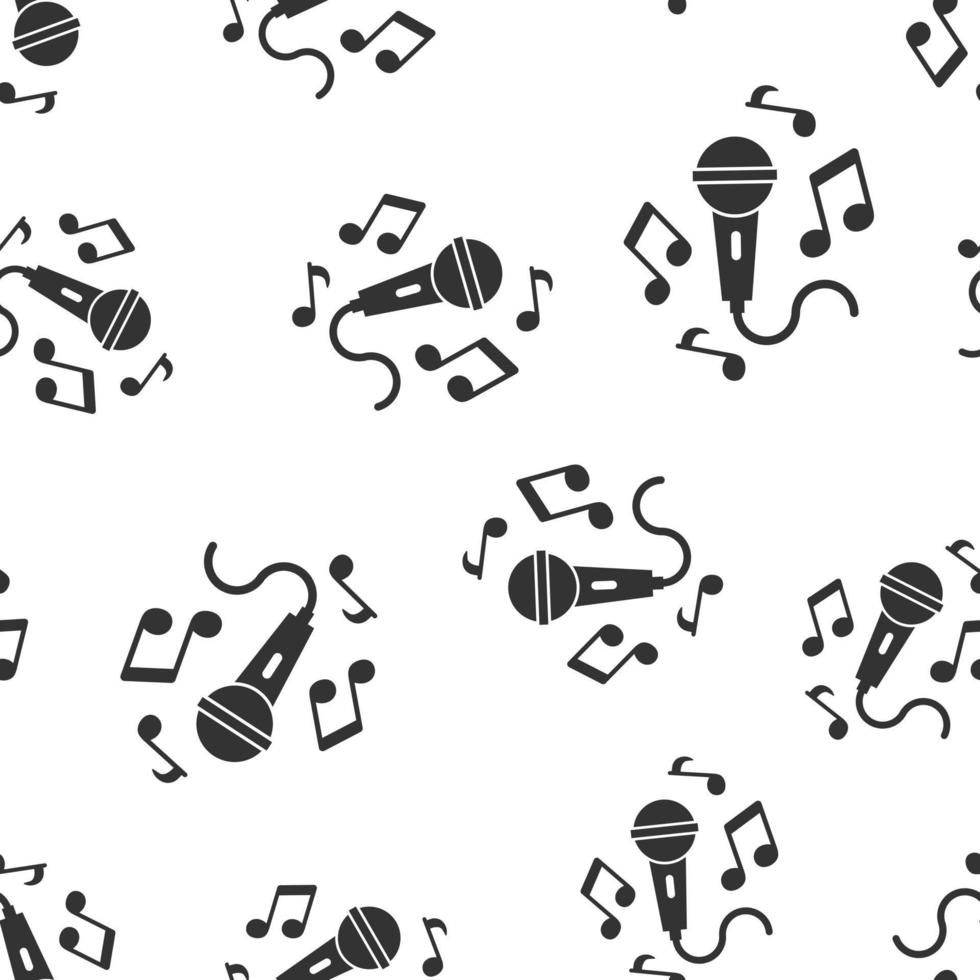 Karaoke music icon seamless pattern background. Microphone speech vector illustration on white isolated background. Audio equipment business concept.