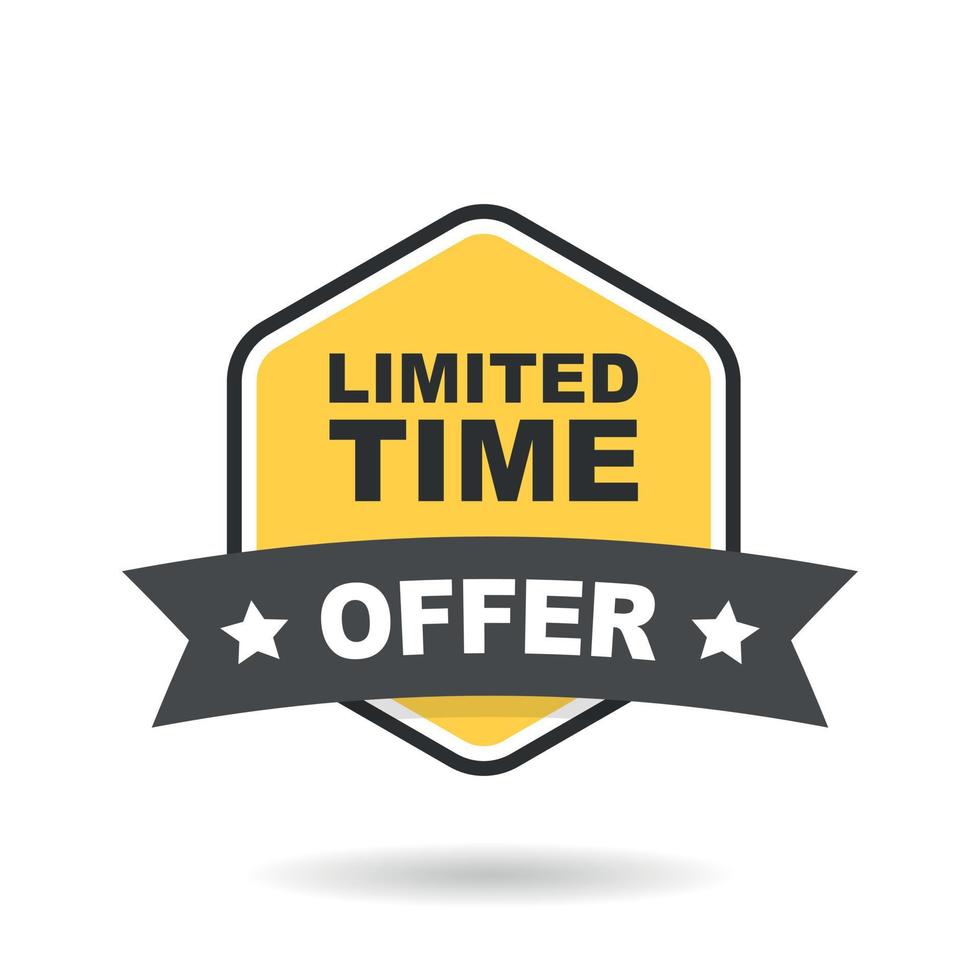 Limited offer icon in flat style. Promo label with alarm clock vector illustration on isolated background. Last minute chance sign business concept.