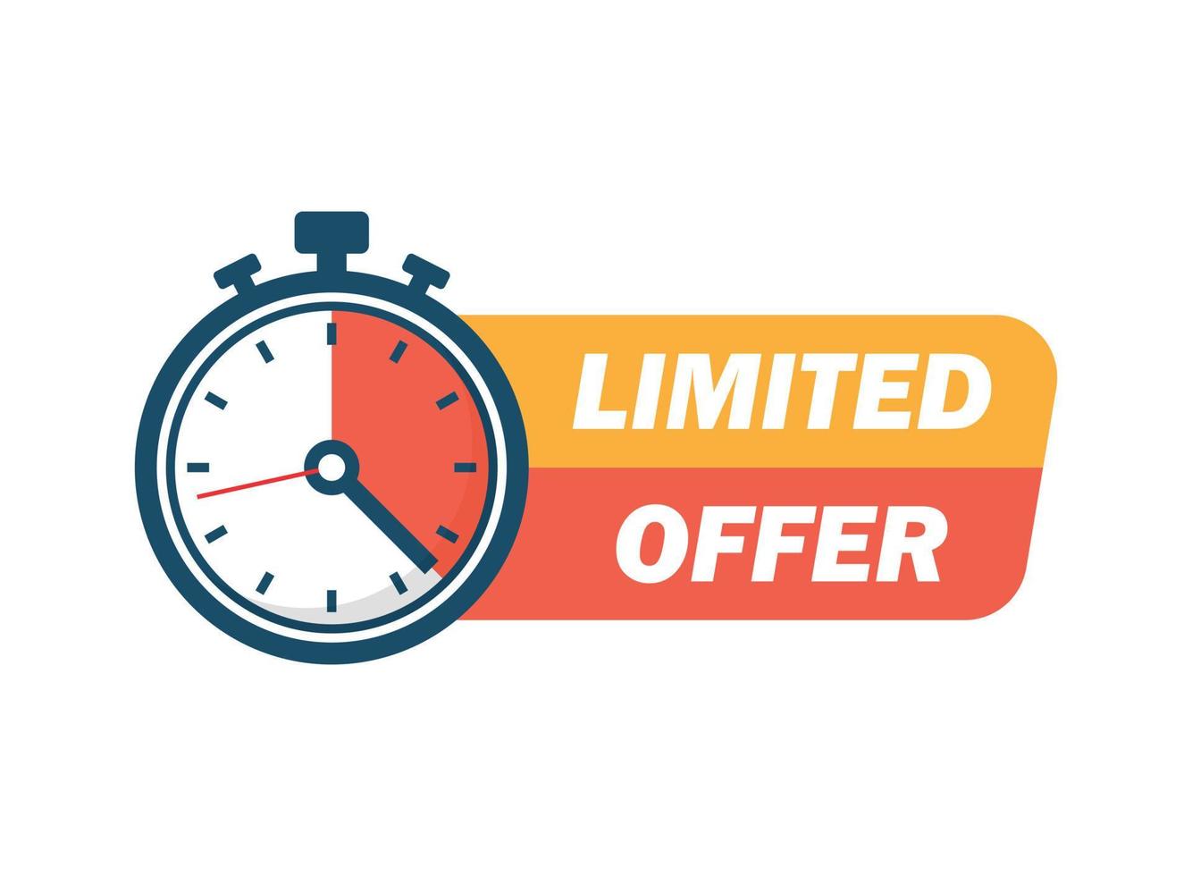 Limited offer icon in flat style. Promo label with alarm clock vector Limited offer icon in flat style. Promo label with alarm clock vector