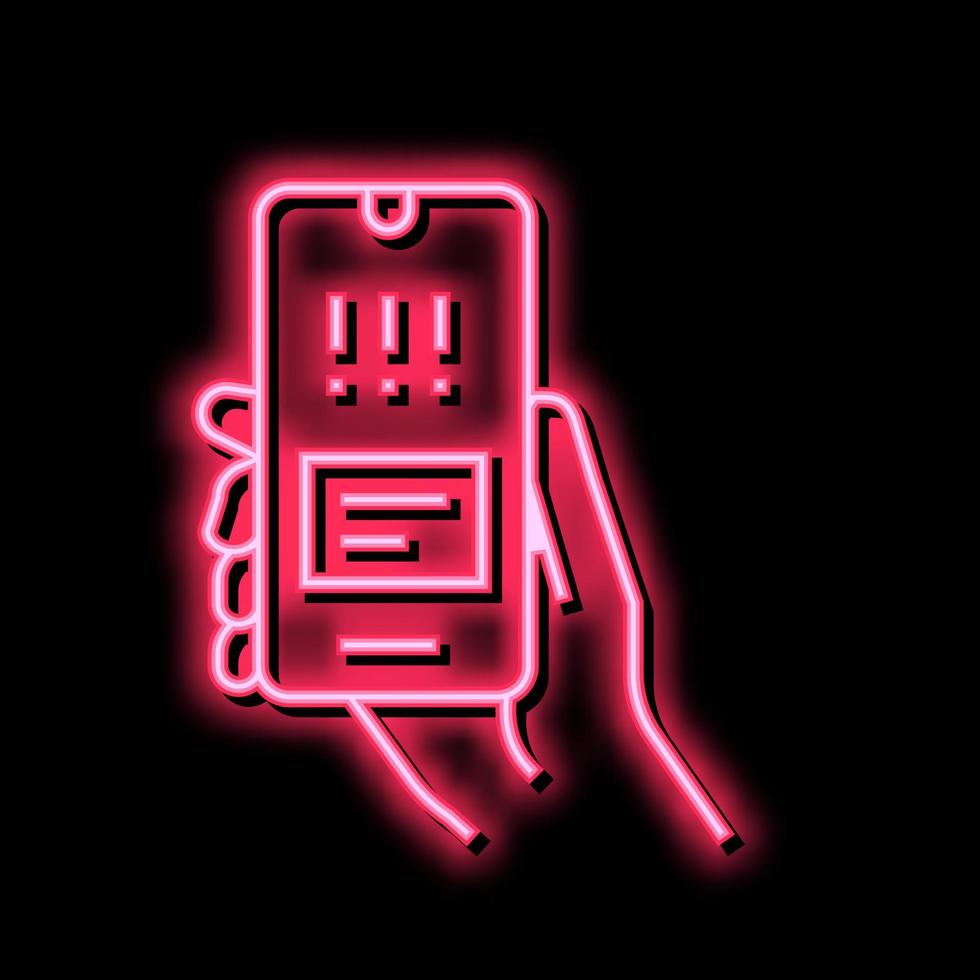 warning error smartphone app neon glow icon illustration vector