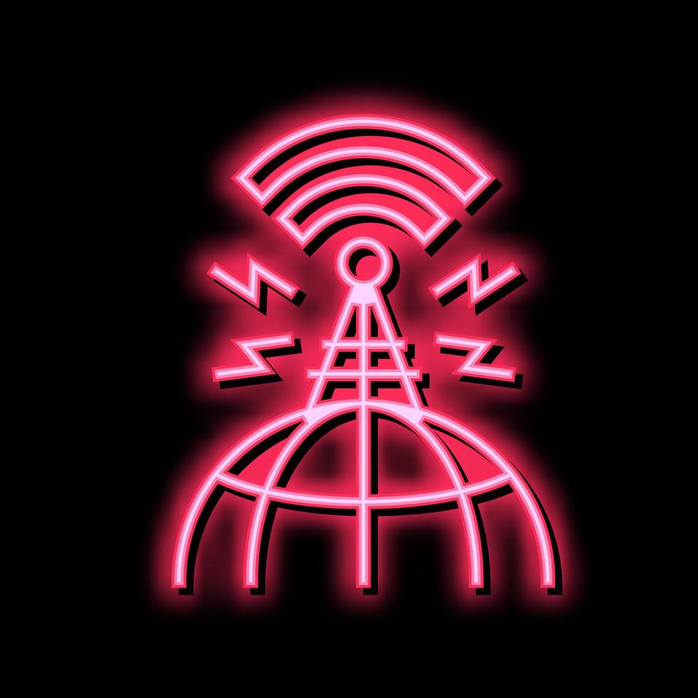 world broadcasting news antenna neon glow icon illustration vector