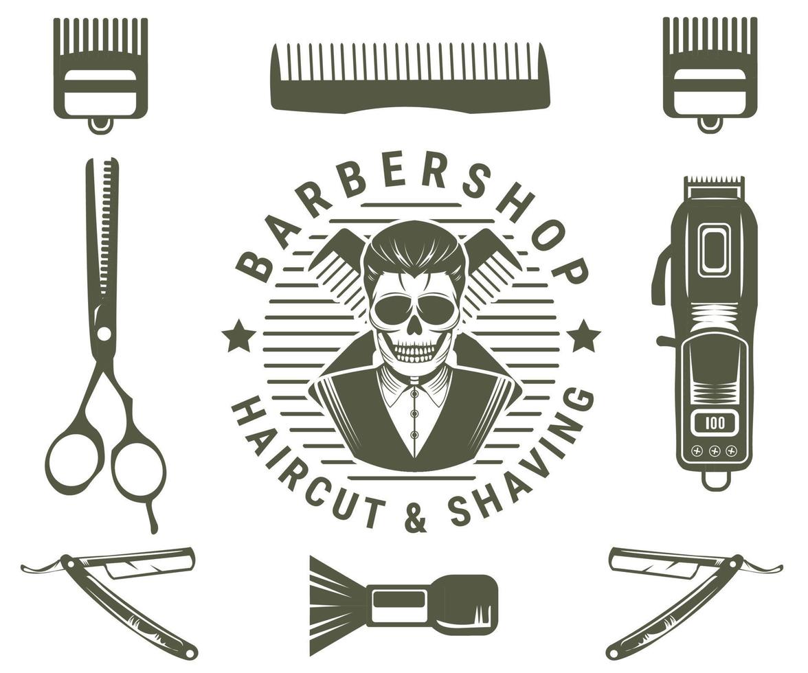 barbershop vintage logo set vector
