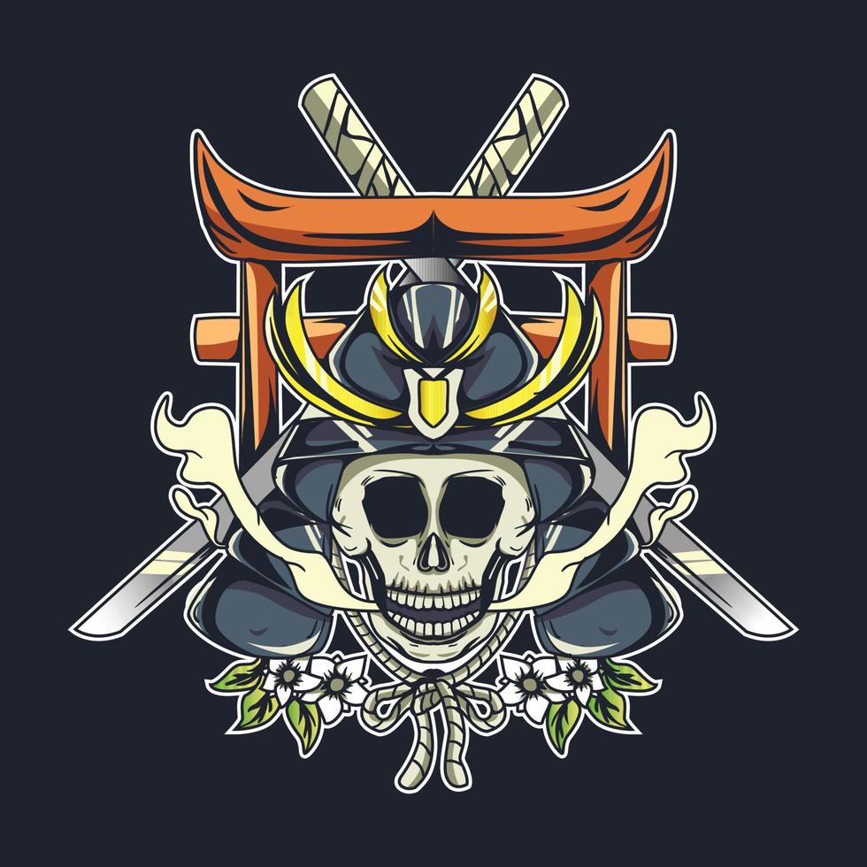 samurai warrior head vector free illustration