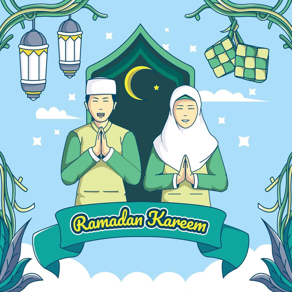 Happy Eid mubarak background template, Ramadan Kareem vector