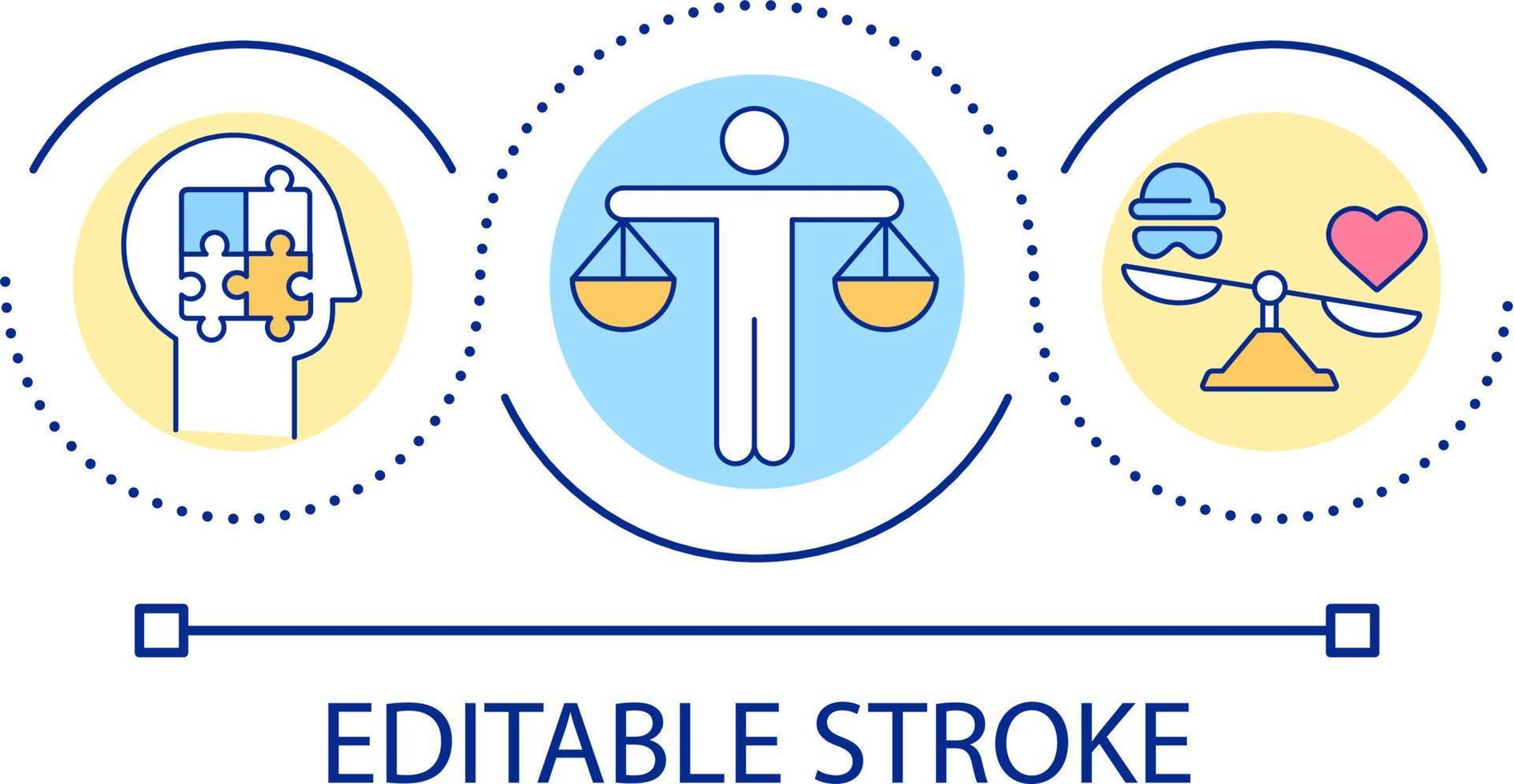 Moral and ethical values loop concept icon. Societal standards abstract idea thin line illustration. Social justice. Philosophical beliefs. Isolated outline drawing. Editable stroke vector
