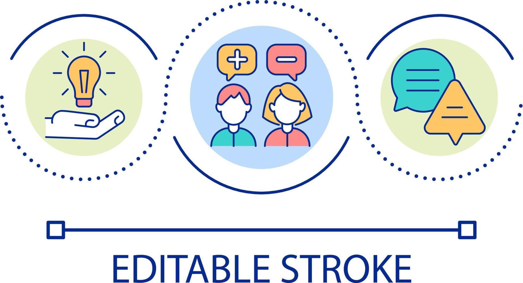 Encouraging different opinions loop concept icon. Handling differing viewpoints abstract idea thin line illustration. Workplace teamwork. Isolated outline drawing. Editable stroke vector
