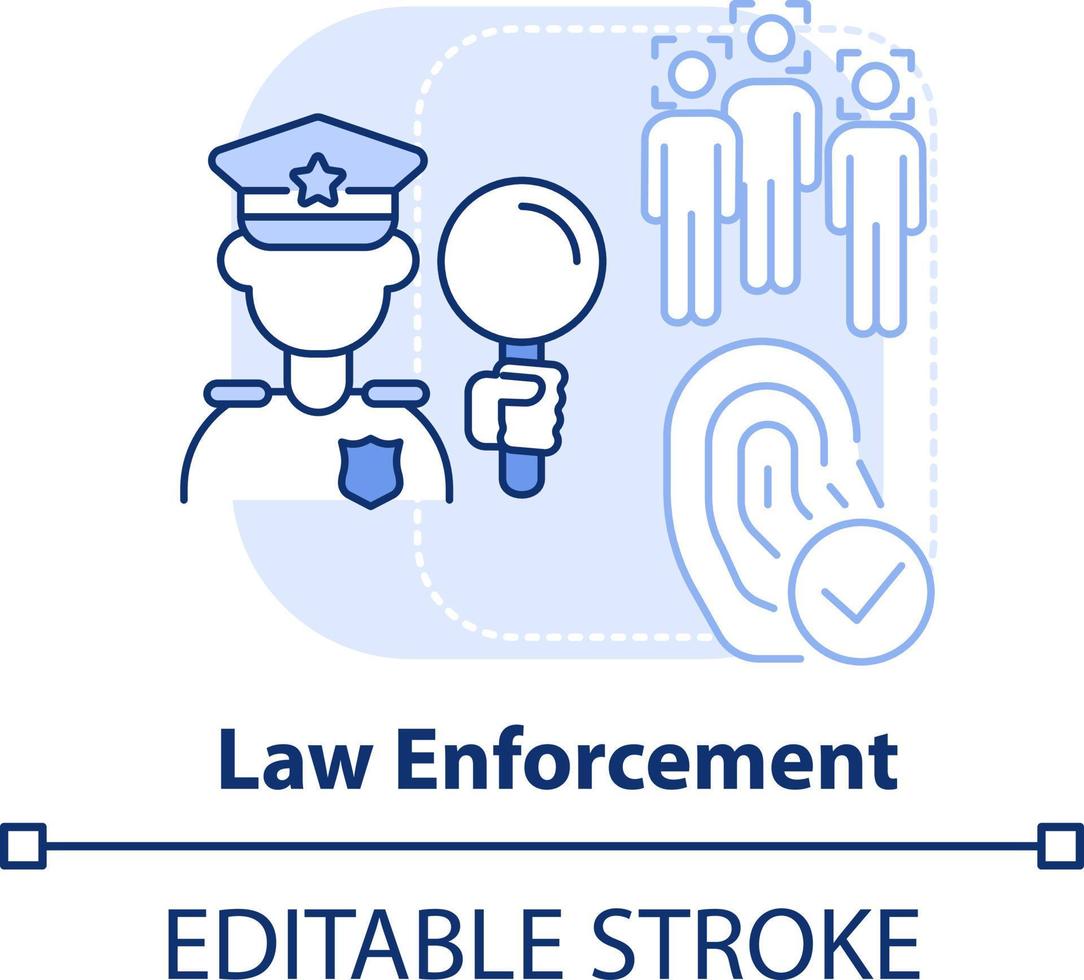 Law enforcement light blue concept icon. Biometric technology abstract idea thin line illustration. Criminal justice. Isolated outline drawing. Editable stroke vector