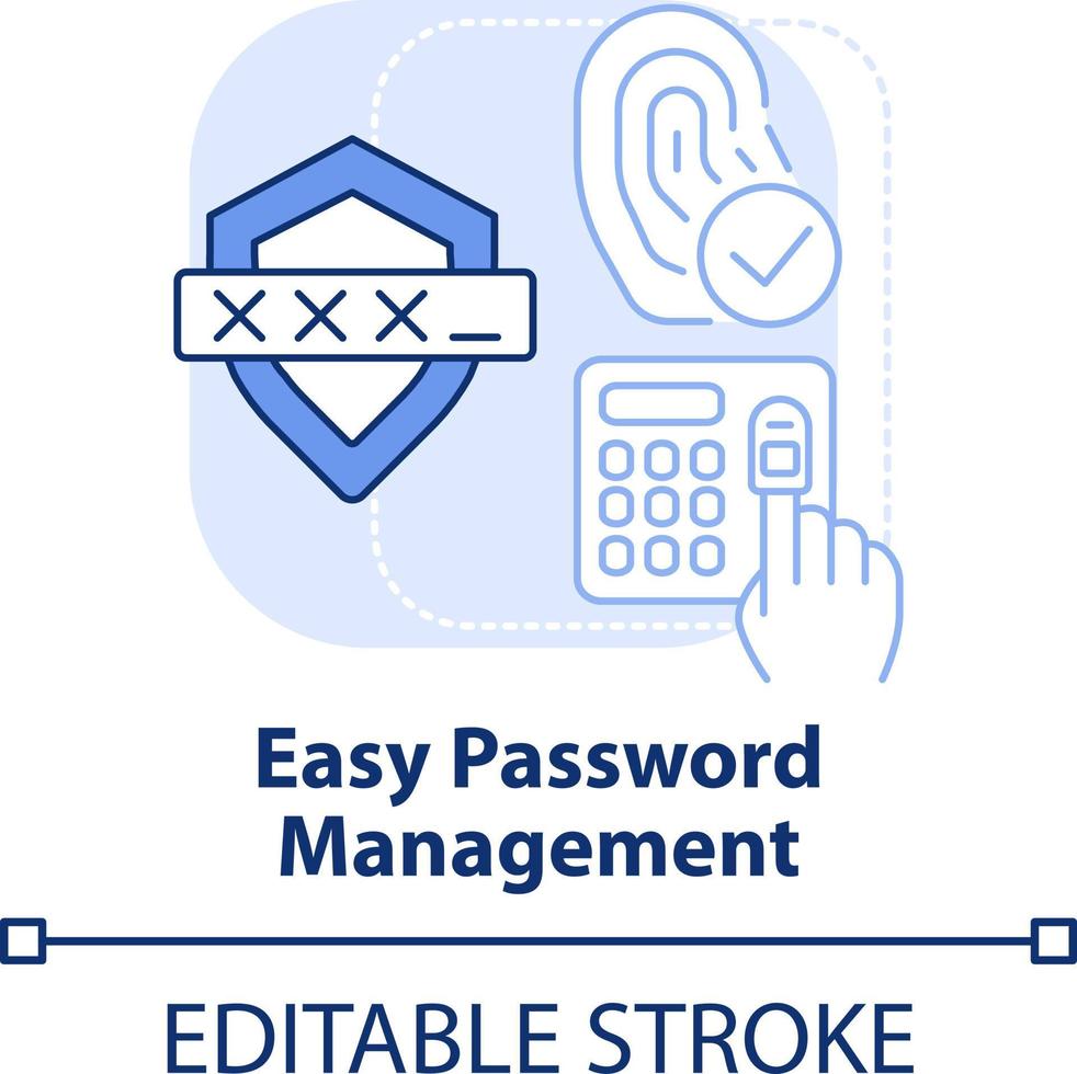 Easy password management light blue concept icon. Biometric authentication benefit abstract idea thin line illustration. Isolated outline drawing. Editable stroke vector