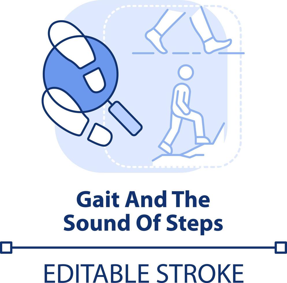 Gait and sound of steps light blue concept icon. Behavioural measurement abstract idea thin line illustration. Isolated outline drawing. Editable stroke vector