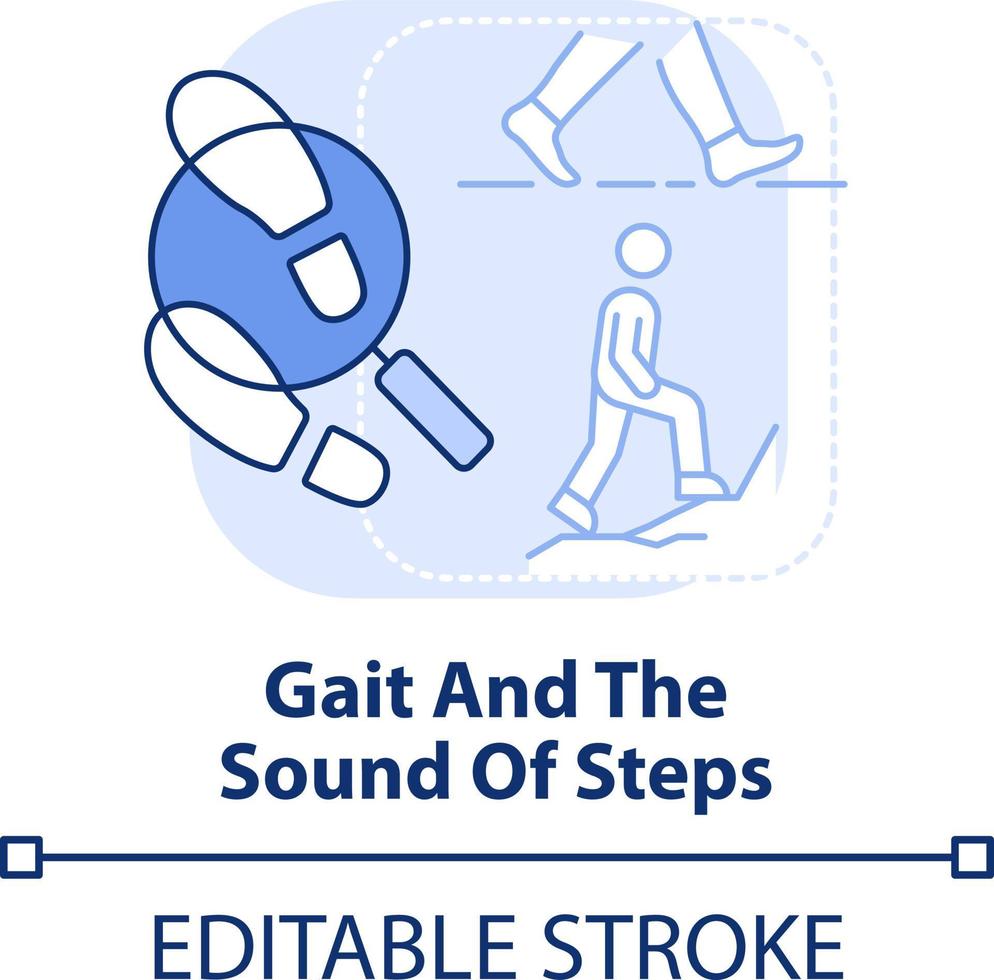 paso y sonido de pasos ligero azul concepto icono. conductual medición resumen idea Delgado línea ilustración. aislado contorno dibujo. editable carrera vector