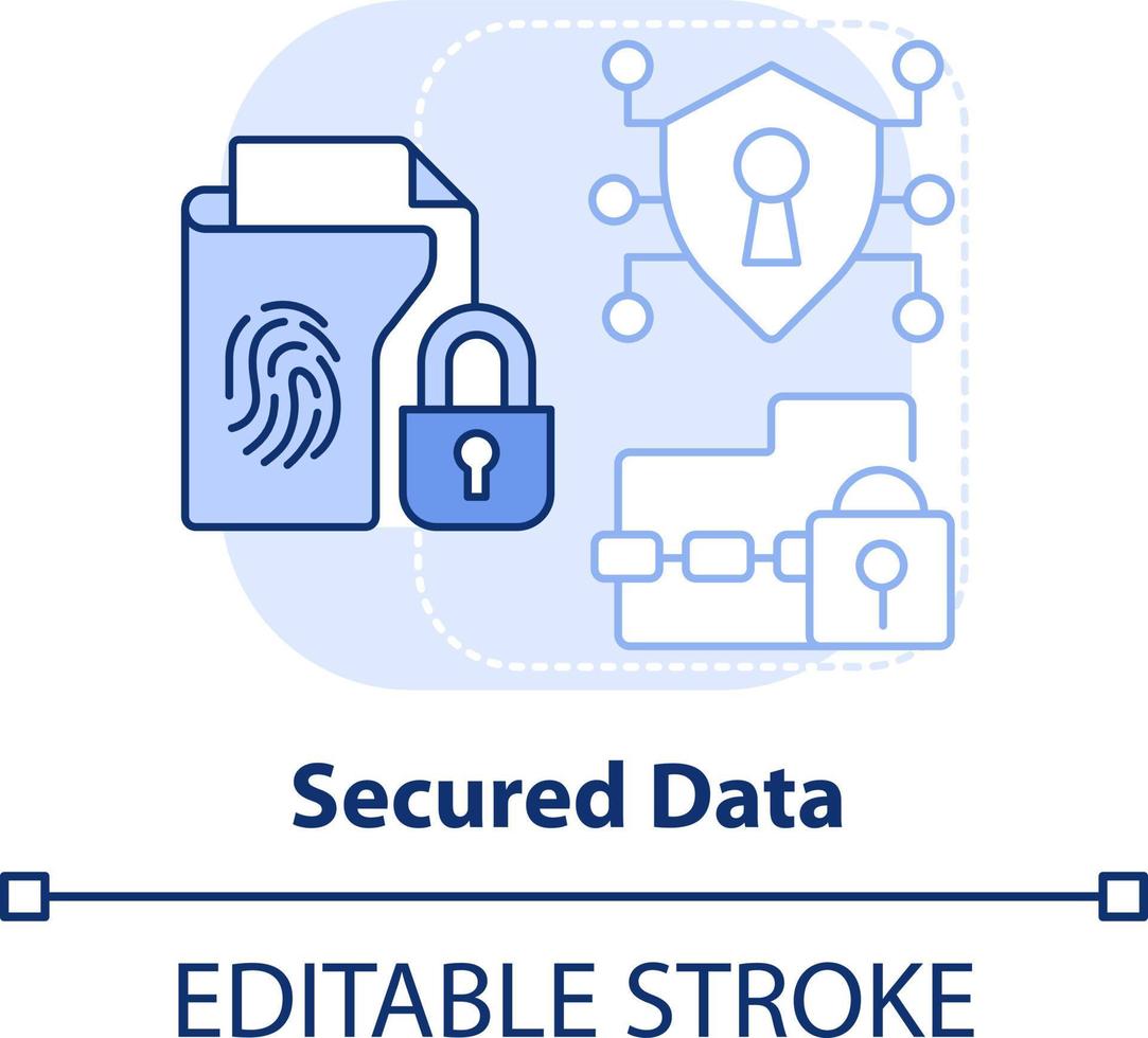 Secured data light blue concept icon. Biometric authentication pros abstract idea thin line illustration. Sensitive info. Isolated outline drawing. Editable stroke vector