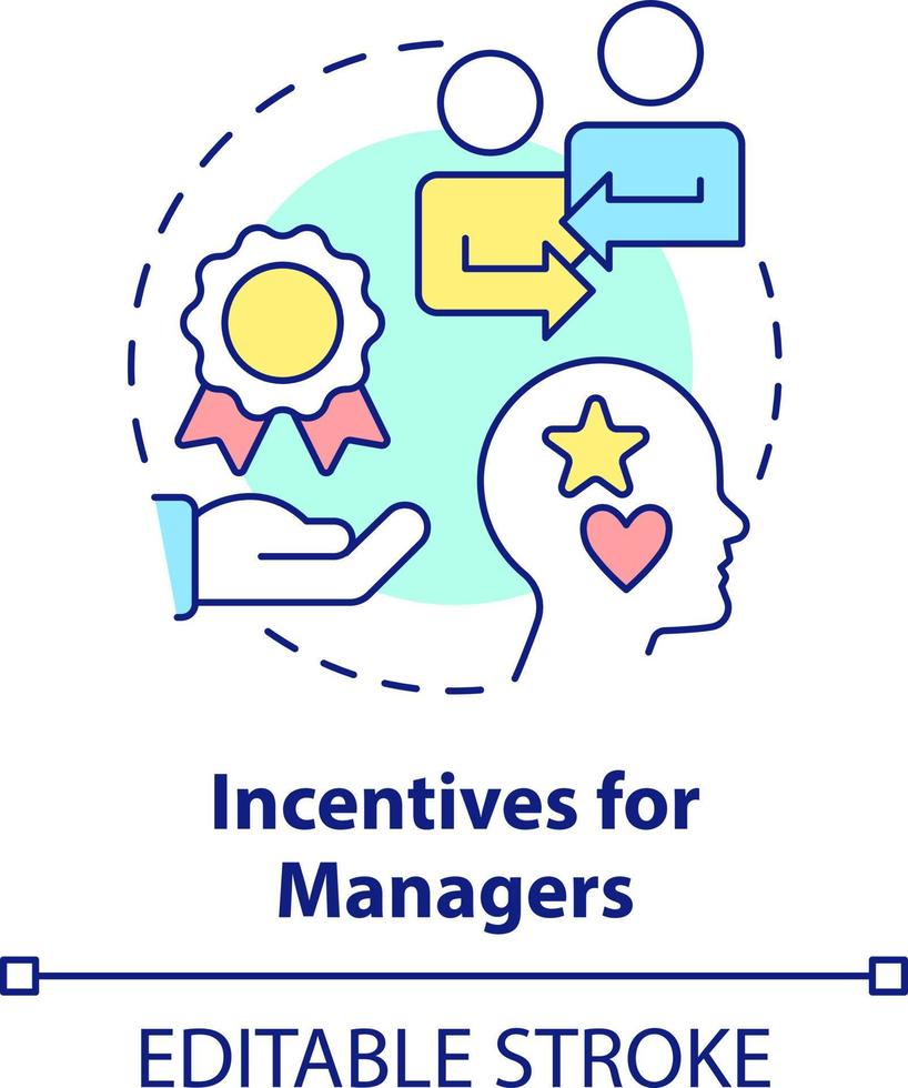 Incentives for managers concept icon. Personal career goals. Motive for merger abstract idea thin line illustration. Isolated outline drawing. Editable stroke vector