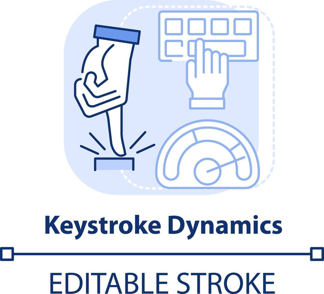 Keystroke dynamics light blue concept icon. Behavioural measurement abstract idea thin line illustration. Typing pattern. Isolated outline drawing. Editable stroke vector