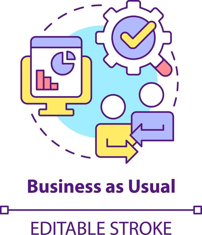 Business as usual concept icon. Manage and maintain. Stage of merger abstract idea thin line illustration. Isolated outline drawing. Editable stroke vector