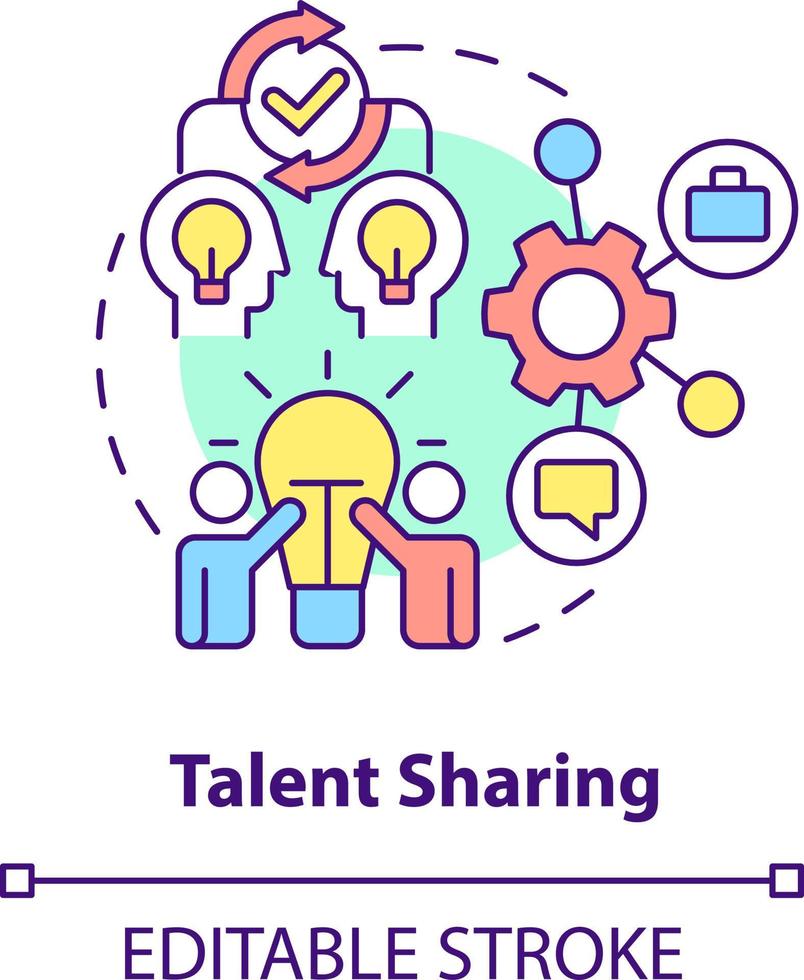 Talent sharing concept icon. Different expertise and knowledge. Merger objective abstract idea thin line illustration. Isolated outline drawing. Editable stroke vector