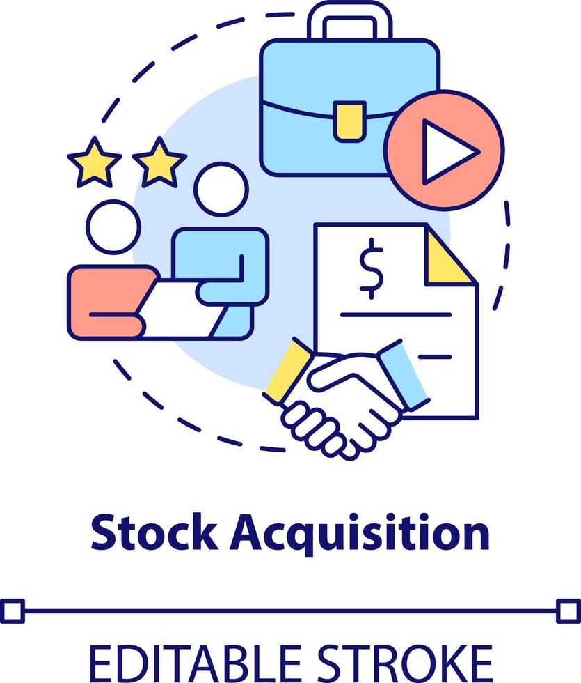 Stock acquisition concept icon. Target stocks. Business consolidation strategy abstract idea thin line illustration. Isolated outline drawing. Editable stroke vector