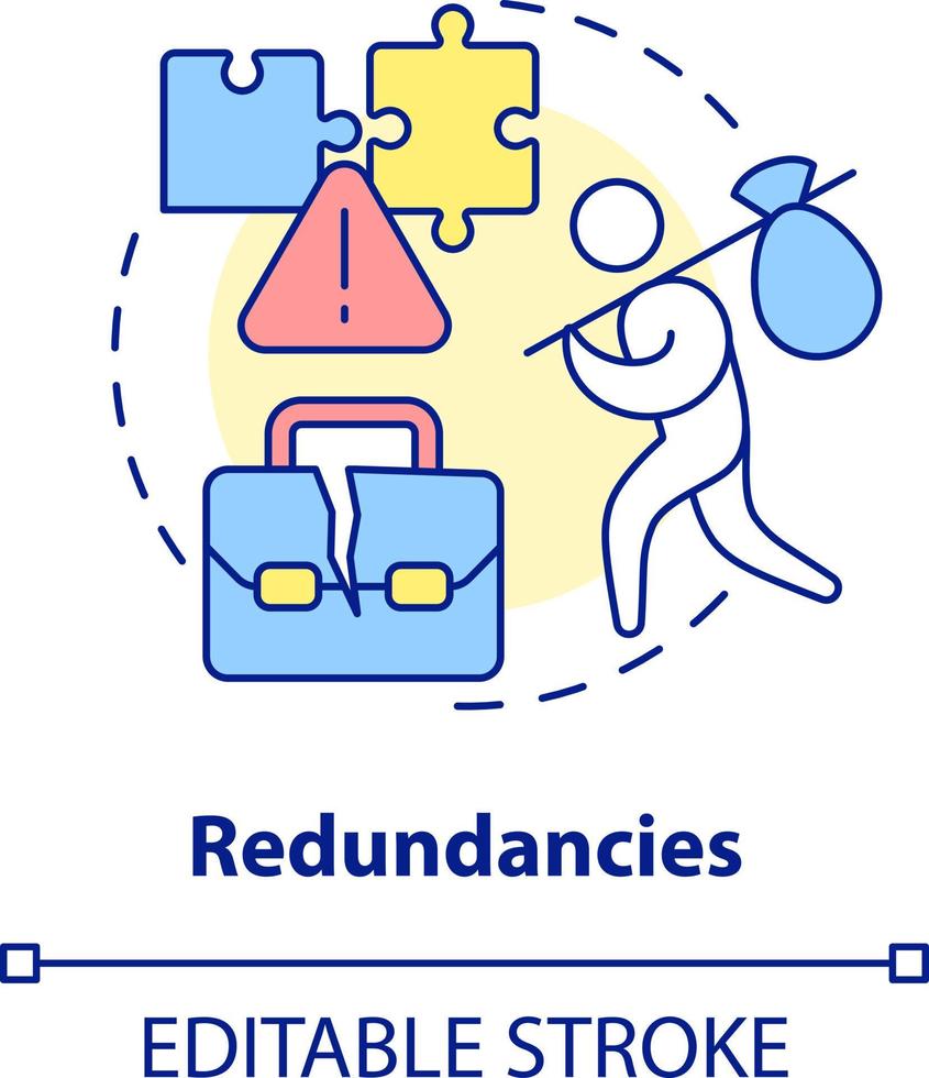 Redundancies concept icon. Unemployment. Disadvantage of business consolidation abstract idea thin line illustration. Isolated outline drawing. Editable stroke vector