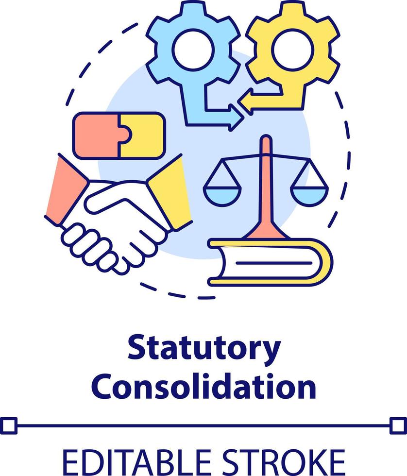 Statutory consolidation concept icon. Business consolidation strategy abstract idea thin line illustration. Isolated outline drawing. Editable stroke vector