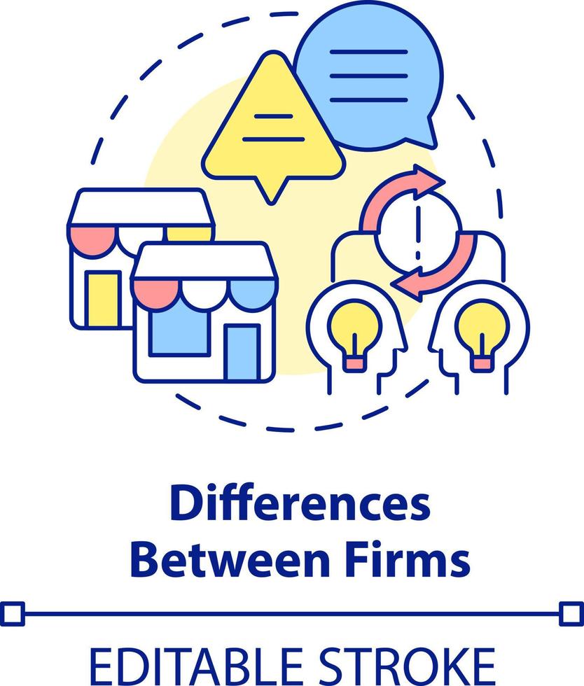 Differences between firms concept icon. Disadvantage of business consolidation abstract idea thin line illustration. Isolated outline drawing. Editable stroke vector