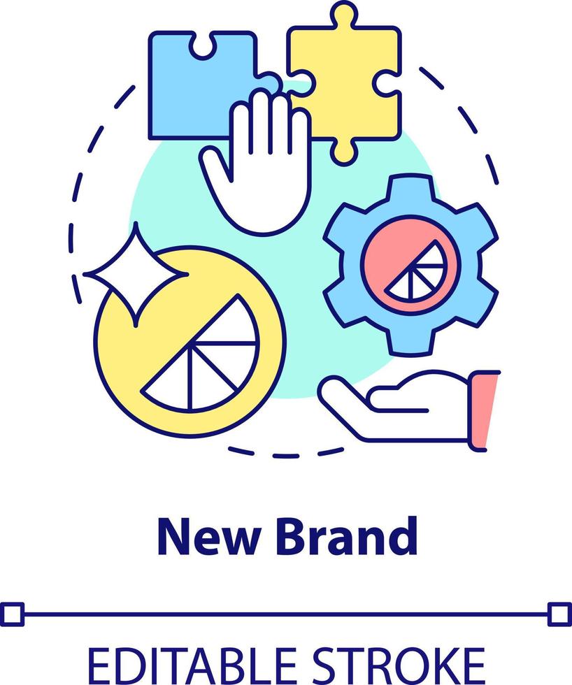 New brand concept icon. Create and build company. Brand consolidation strategy abstract idea thin line illustration. Isolated outline drawing. Editable stroke vector