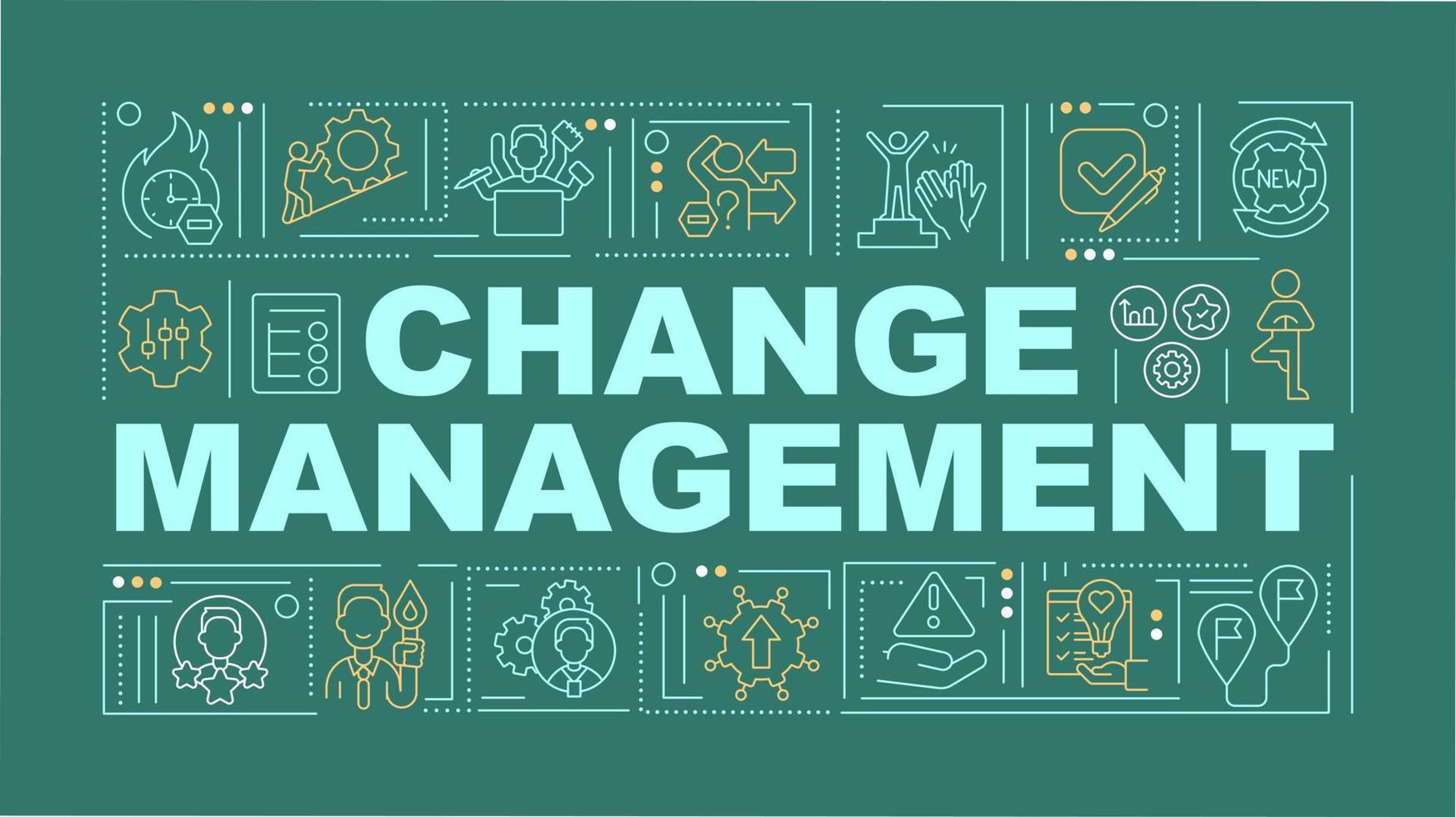 Change management word concepts green banner. Embrace innovation. Infographics with editable icons on color background. Isolated typography. Vector illustration with text