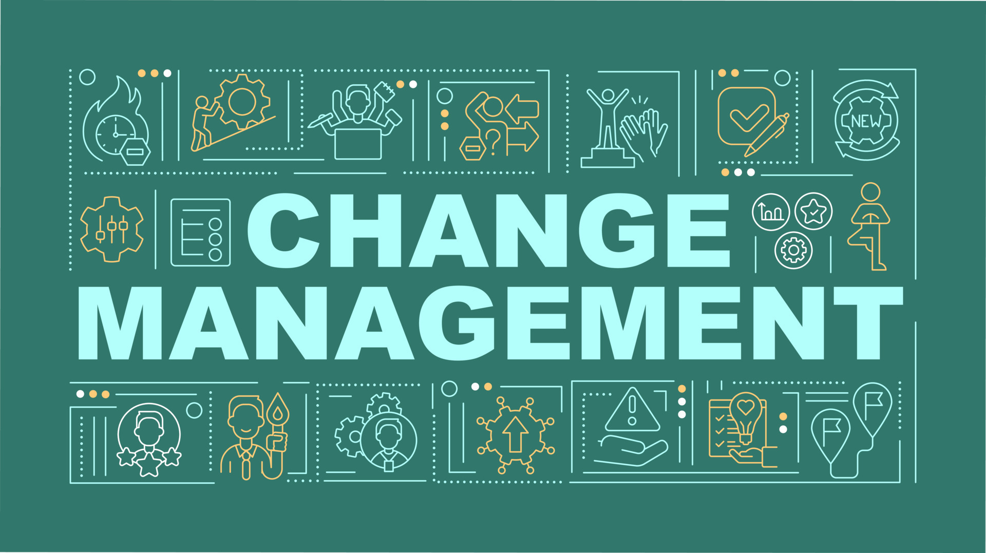 Change management word concepts green banner. Embrace innovation