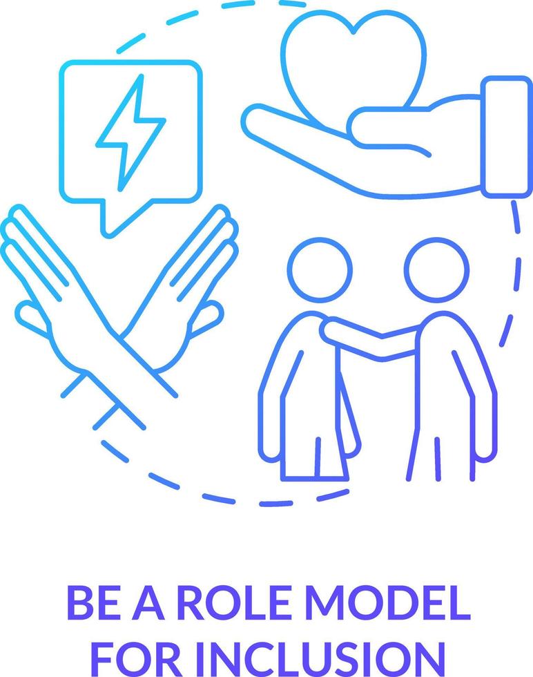 Be role model for inclusion blue gradient concept icon. Show example. Supporting LGBT youth abstract idea thin line illustration. Isolated outline drawing vector